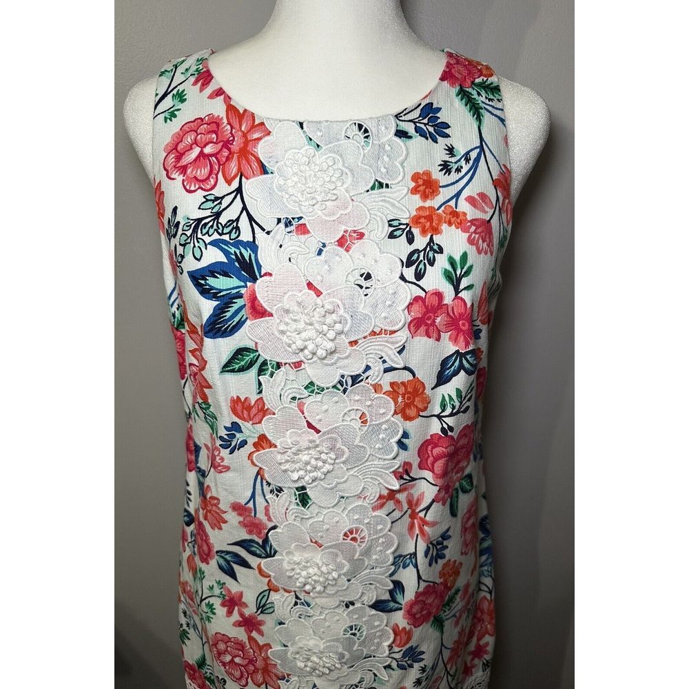 Eliza J Womens Floral Lace Sleeveless Shift‎ Dress Size 6 Cottagecore Feminine
